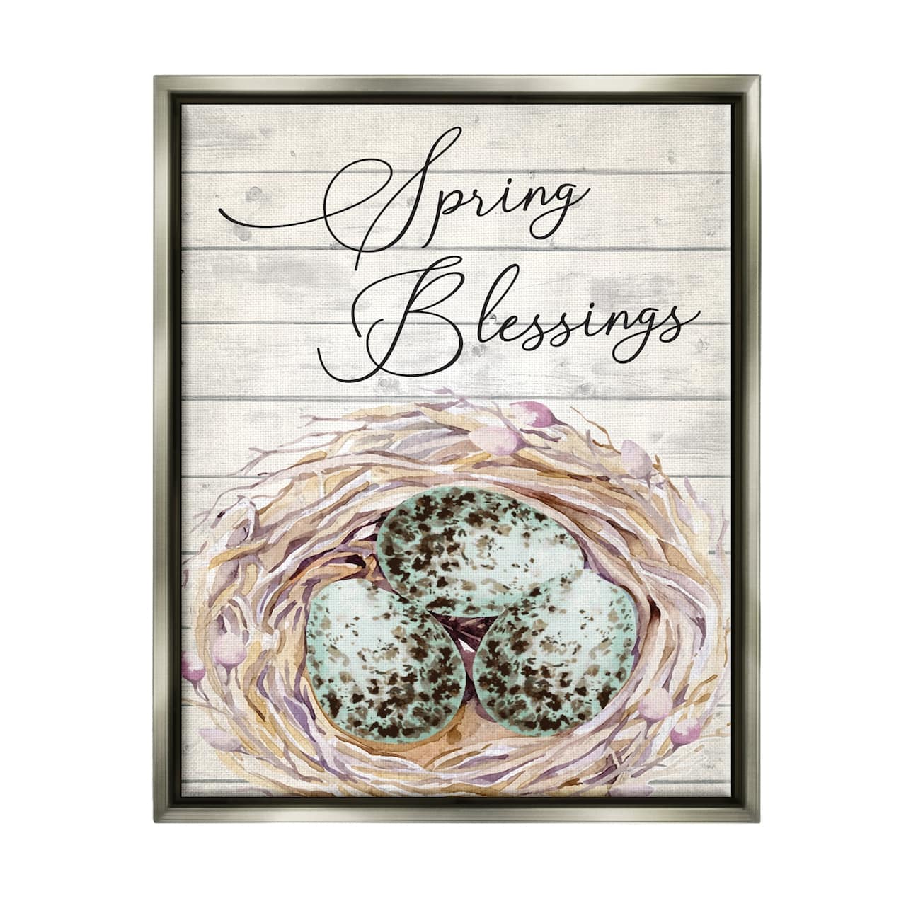 Stupell Industries Spring Blessings Bird Nest Nature Floater Framed Art